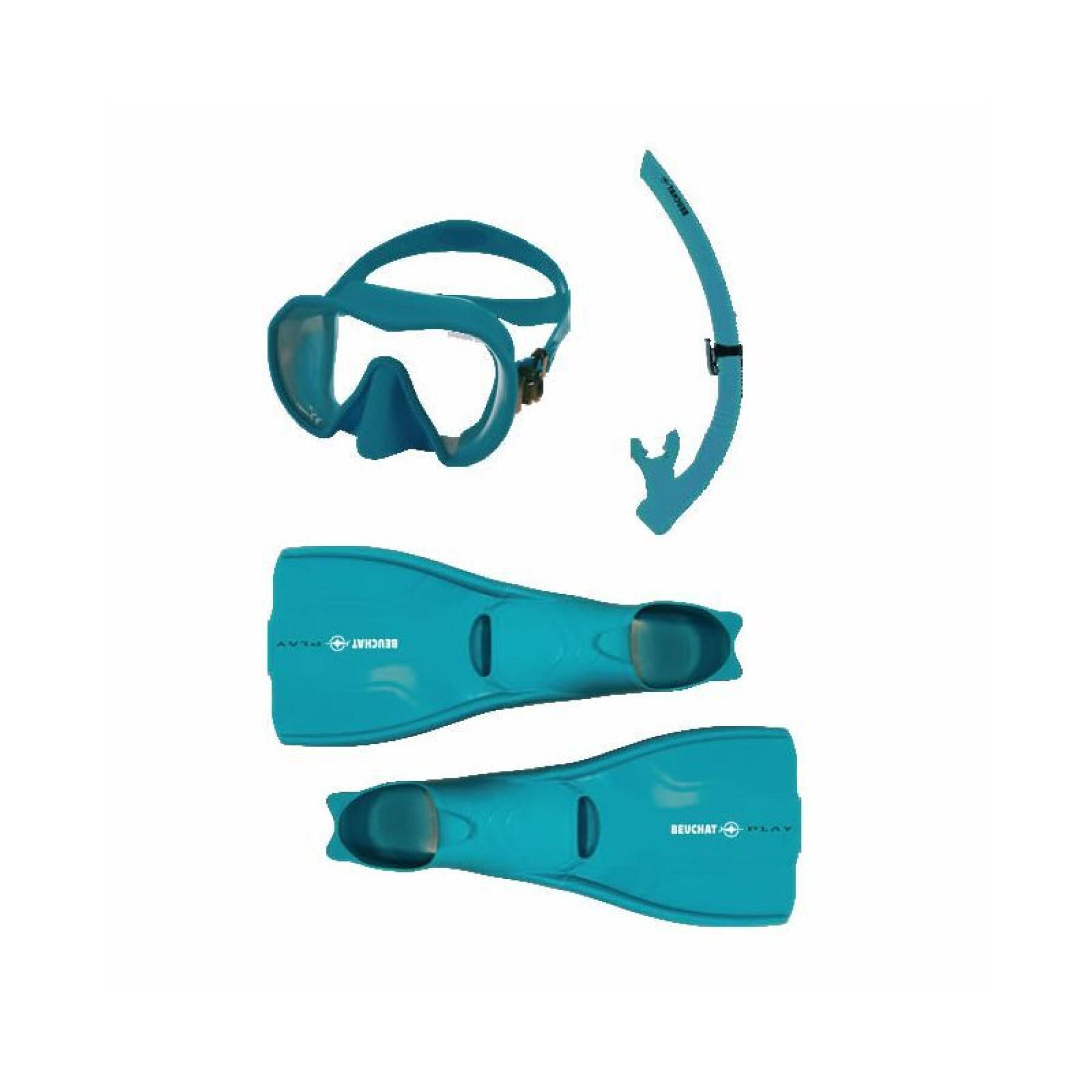 Duikuitrusting vinnen + enkel glasmasker + snorkel Beuchat Atoll - Spy